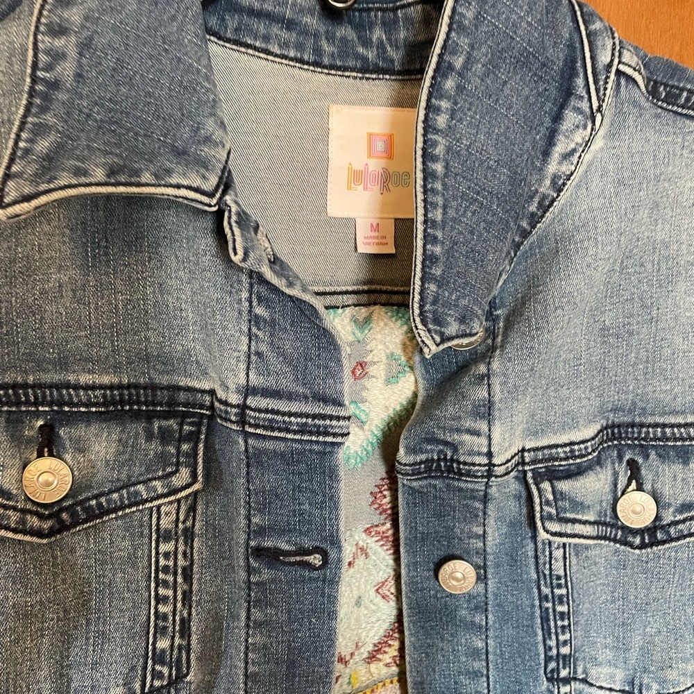 Lularoe Medium Aztec Denim Jacket - Picture 3 of 3